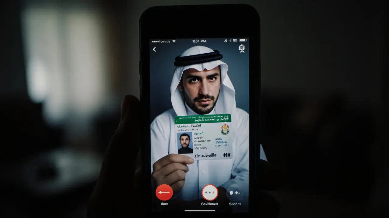 Live video call showing a person holding a government ID next to their face for verification.