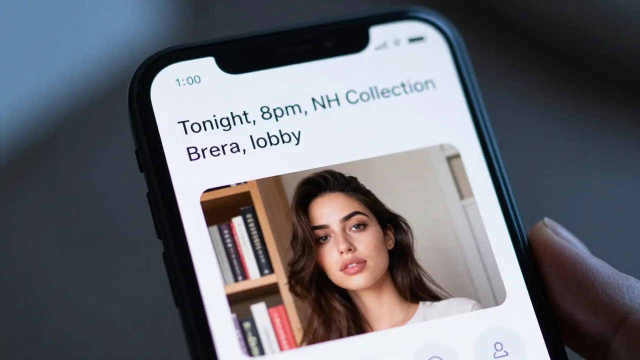 A private encrypted message on a smartphone screen with a tasteful profile photo and no pricing details.
